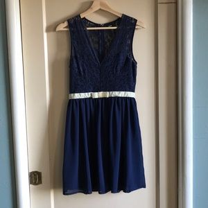 ASOS lace top plunge neck party dress